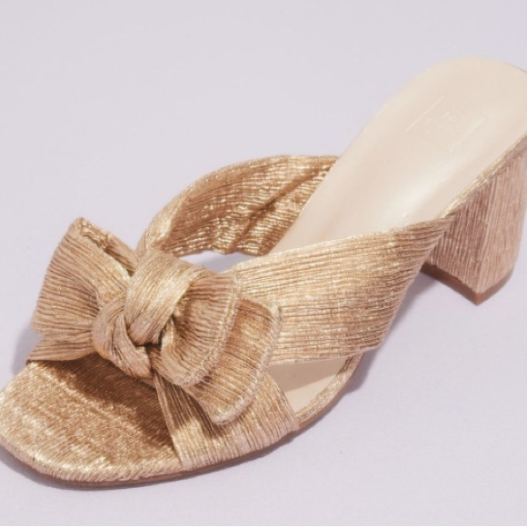 DB STUDIO Pleated Metallic Bow Mules Size 10 - Picture 3 of 7